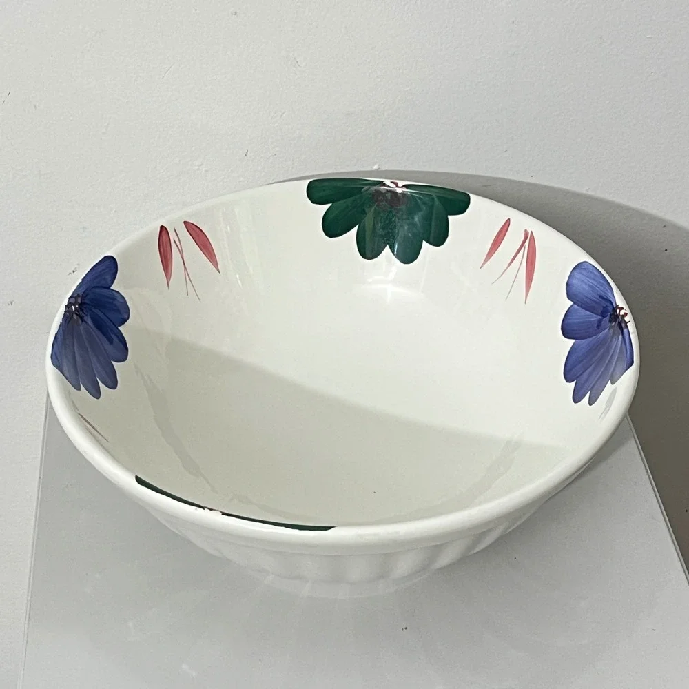 Roma Inc Vintage Serving Bowl Unisex Large White Floral Hand Painted Italy